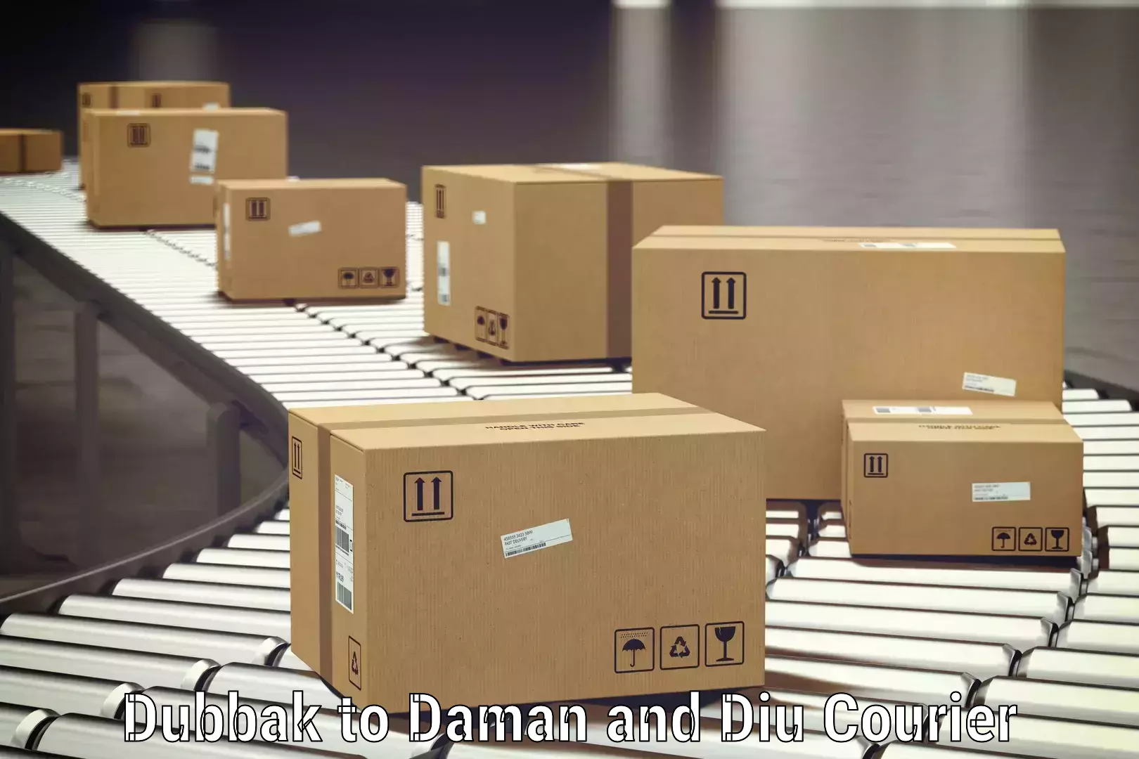 Baggage shipping calculator Dubbak to Daman